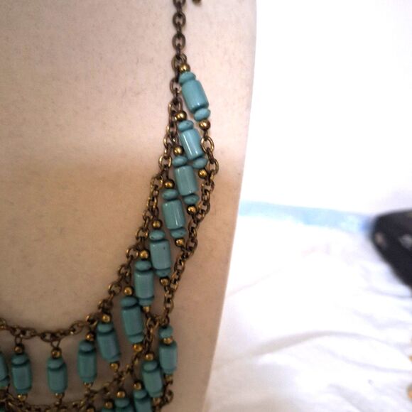 A Women's Beaded Bib Collar Necklace Layered Tribal Ceramic Statement - Picture 4 of 10